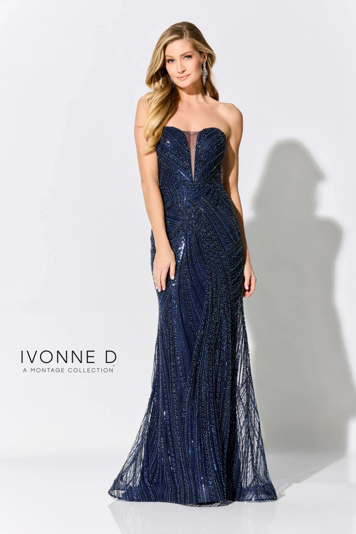 Ivonne D by Mon Cheri ID305 Allover Beads Strapless Dress