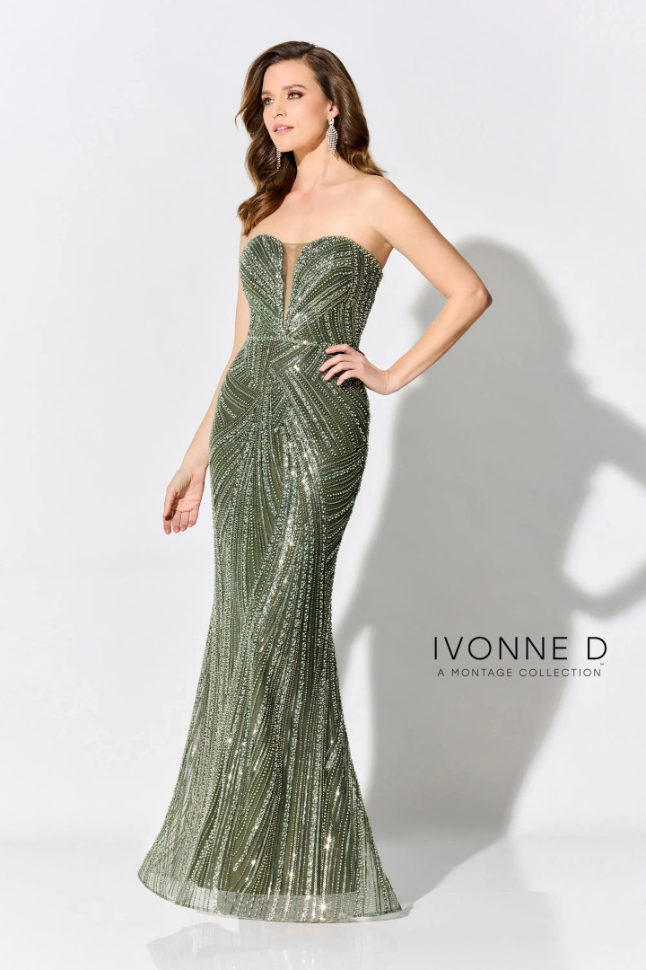 Ivonne D by Mon Cheri ID305 Allover Beads Strapless Dress