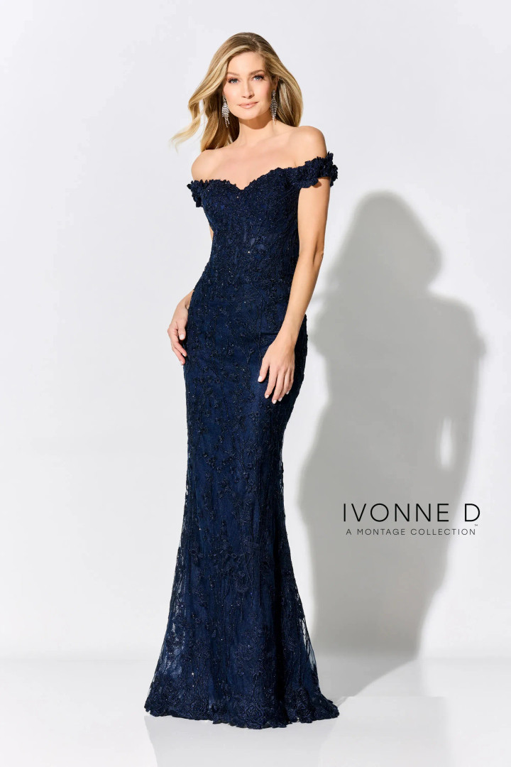 Ivonne D by Mon Cheri ID303 Allover Lace Off Shoulder Dress