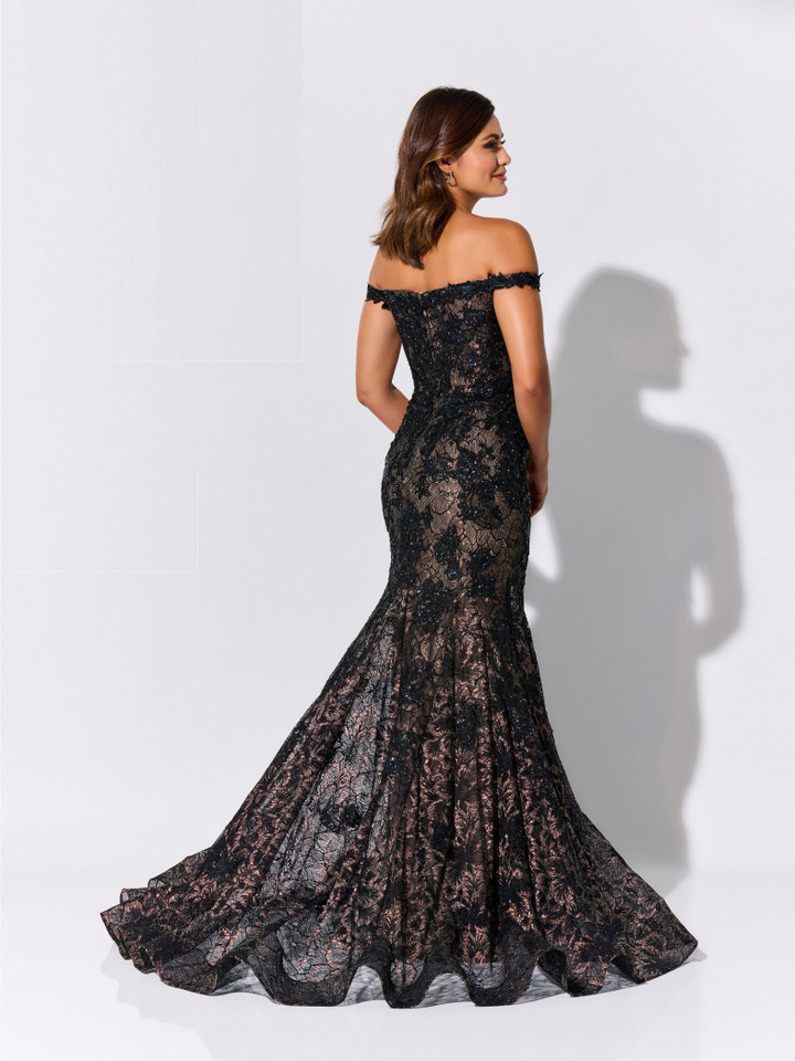 Ivonne D by Mon Cheri ID323 Allover Lace Off Shoulder Dress