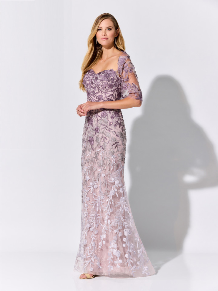 Ivonne D by Mon Cheri ID316 Embroidered Tulle Net Long Dress