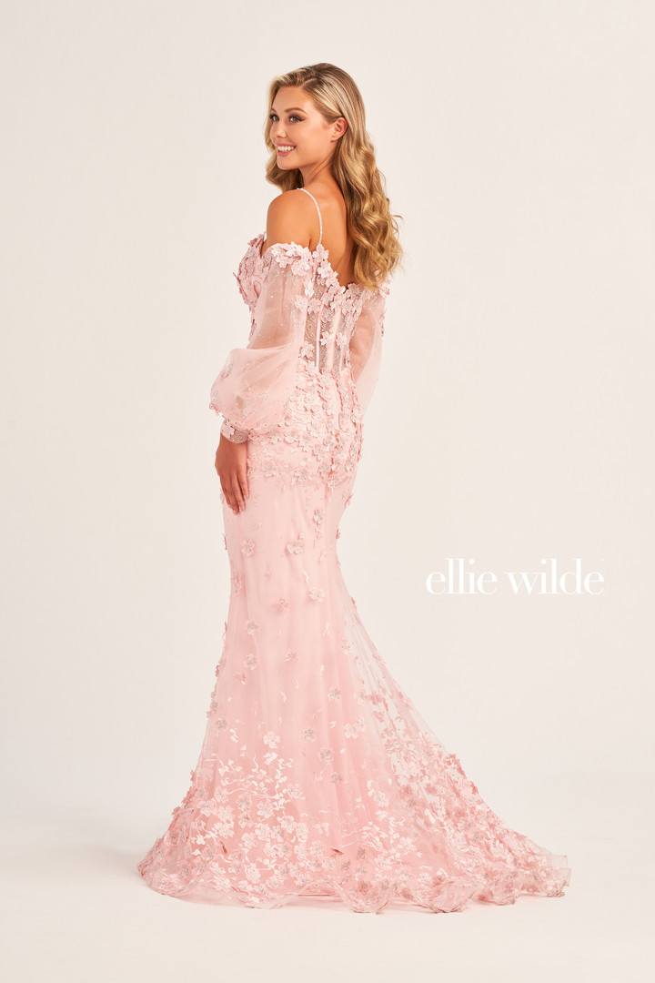 Ellie Wilde by Mon Cheri EW35107 Applique Tulle Long Dress
