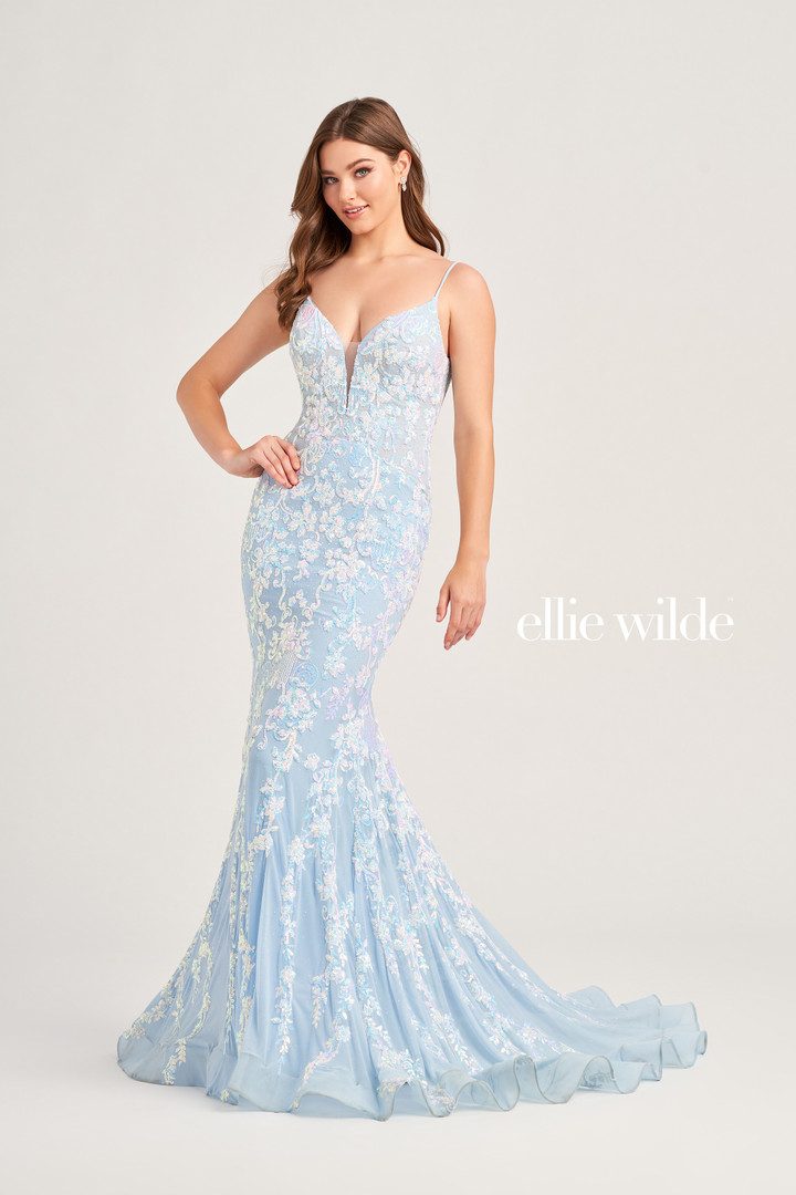 Ellie Wilde by Mon Cheri EW35048 Embroidered Mesh Long Dress