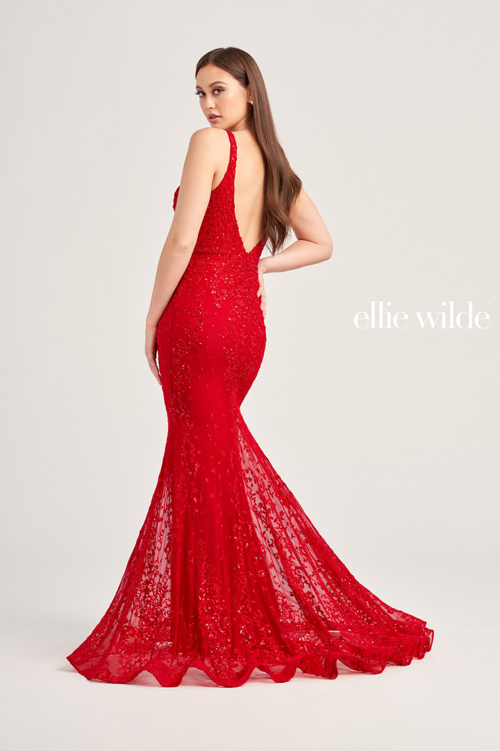 Ellie Wilde by Mon Cheri EW35072 Embroidered Mesh Long Dress