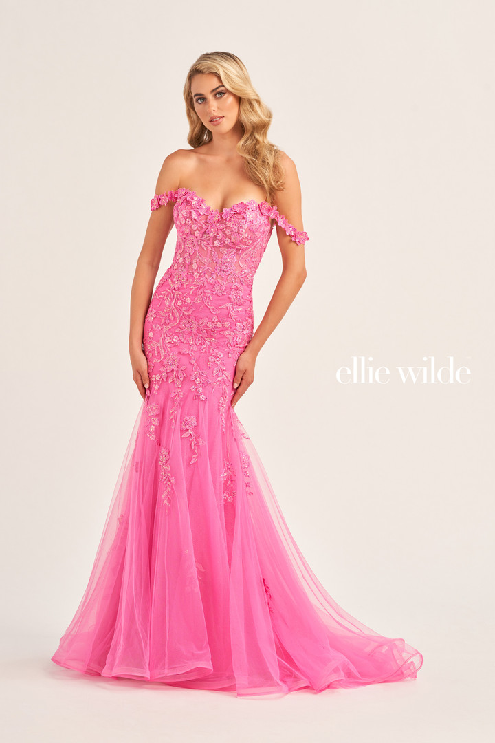 Ellie Wilde by Mon Cheri EW35102 Embroidered Tulle Dress