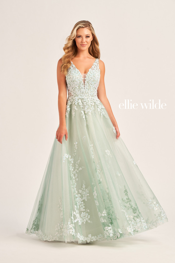 Ellie Wilde by Mon Cheri EW35106 Lace Applique Tulle Dress