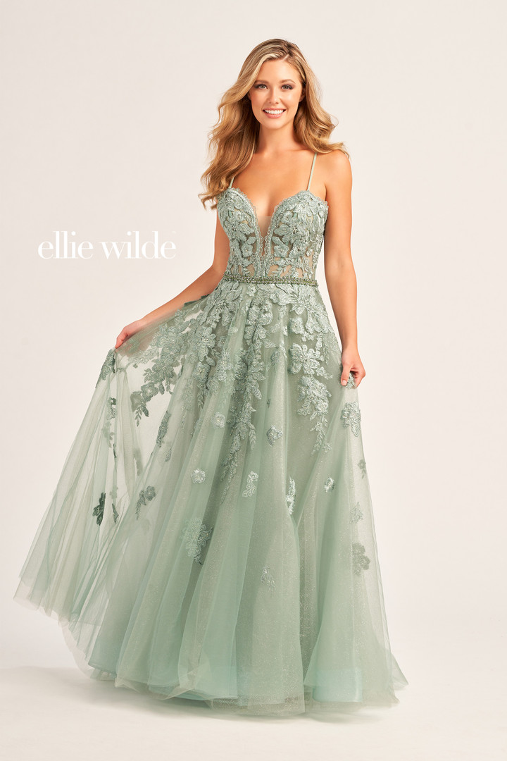 Ellie Wilde by Mon Cheri EW35016 Lace Applique Tulle Dress