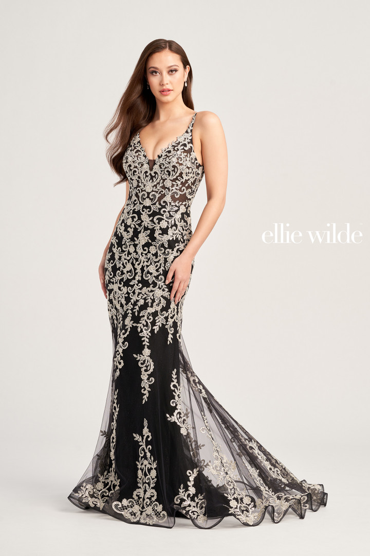 Ellie Wilde by Mon Cheri EW35071 Plunging V-neck Long Dress
