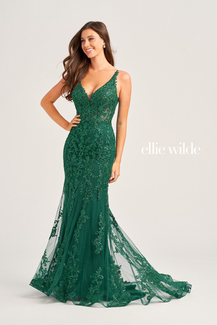 Ellie Wilde by Mon Cheri EW35071 Plunging V-neck Long Dress