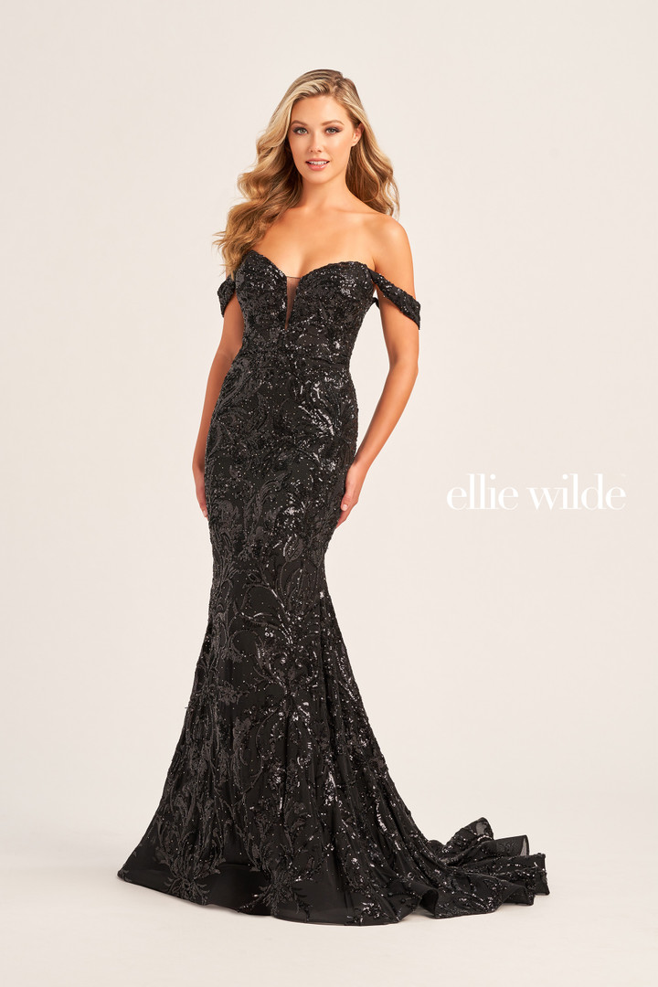 Ellie Wilde by Mon Cheri EW35094 Embroidered Mesh Long Dress