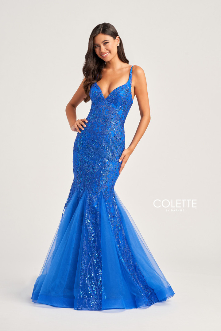 Colette by Daphne CL5109 Novelty Glitter Tulle Long Dress
