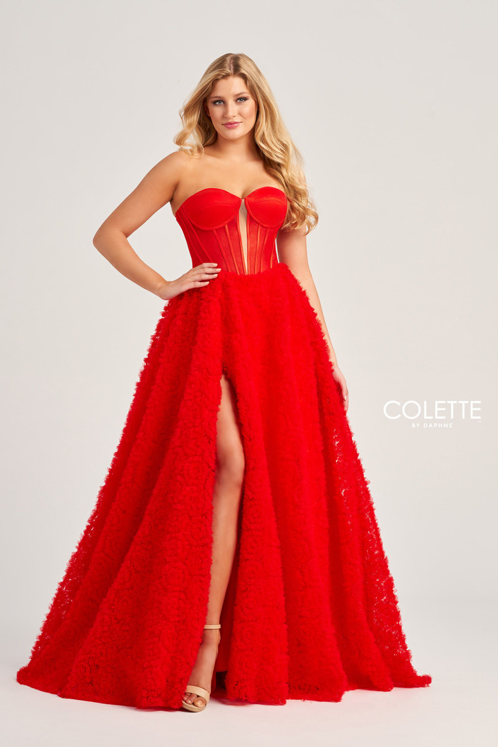 Colette by Daphne CL5114 Stretch Mesh Tulle Long Dress