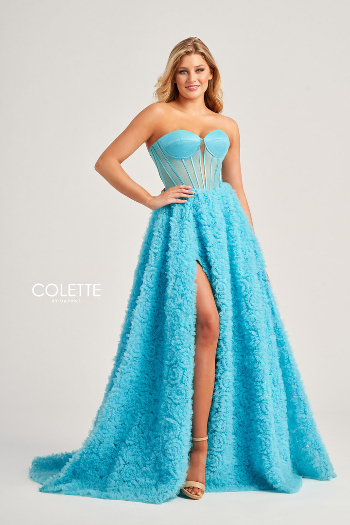 Colette by Daphne CL5114 Stretch Mesh Tulle Long Dress