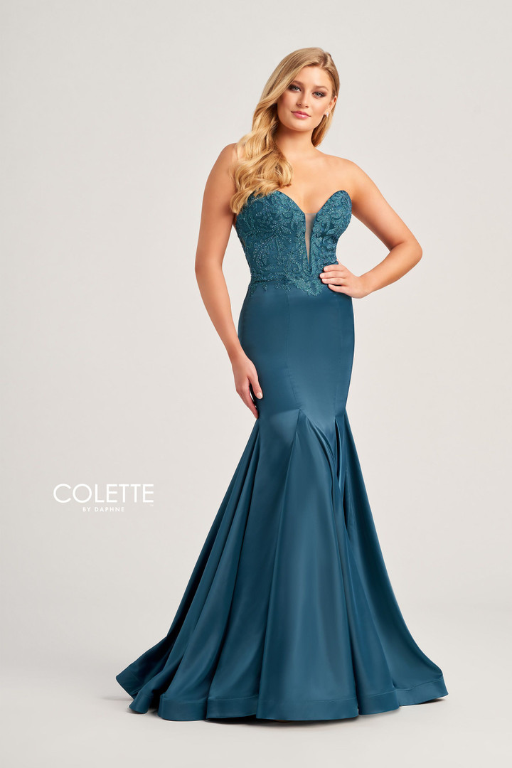 Colette by Daphne CL5116 Poly Satin Lace Applique Dress