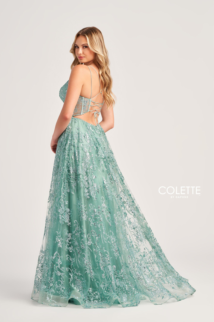 Colette by Daphne CL5134 Novelty Glitter Tulle Long Dress