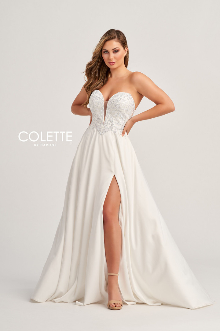 Colette by Daphne CL5142 Embroidered Tulle Long Dress