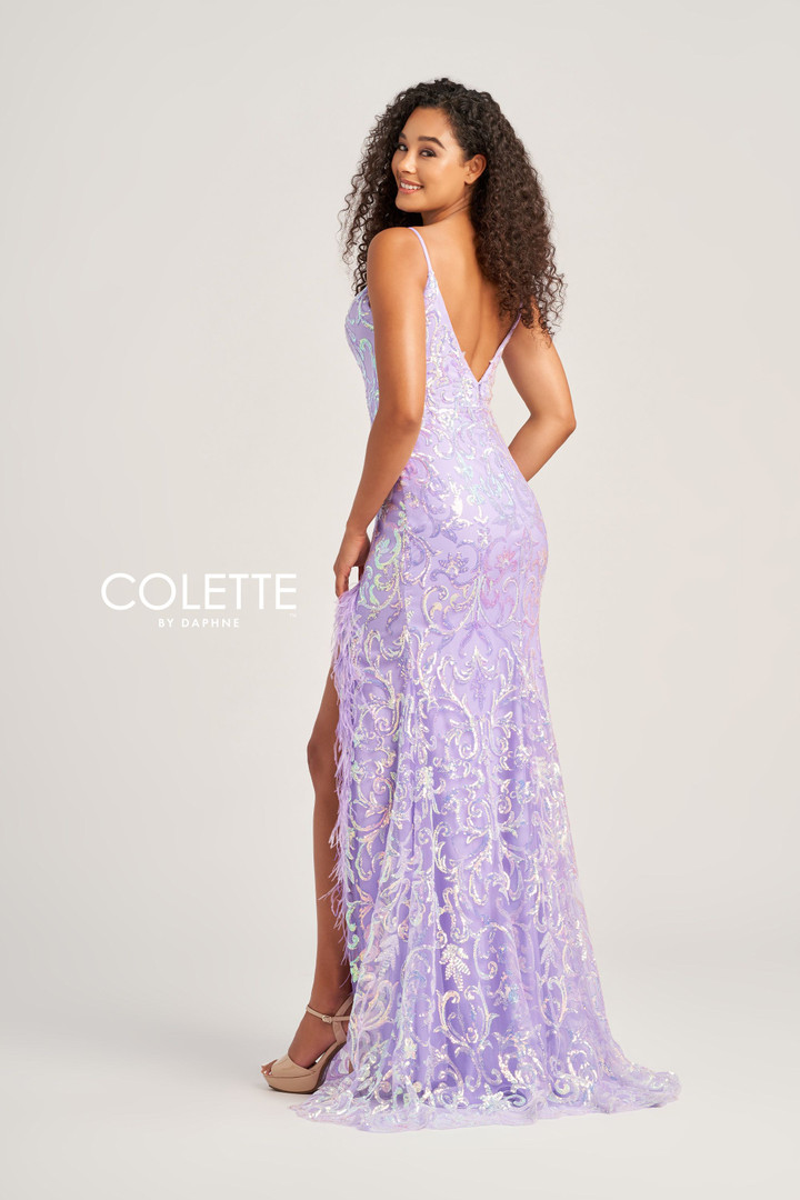 Colette by Daphne CL5155 Novelty Sequin Tulle Long Dress