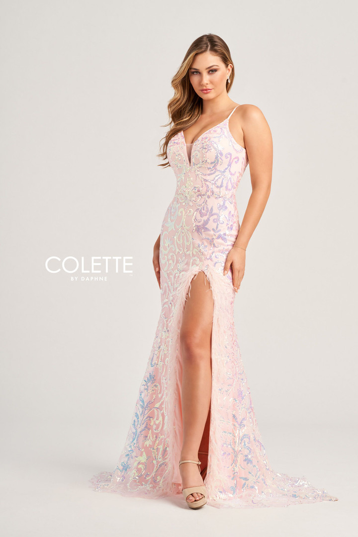 Colette by Daphne CL5155 Novelty Sequin Tulle Long Dress