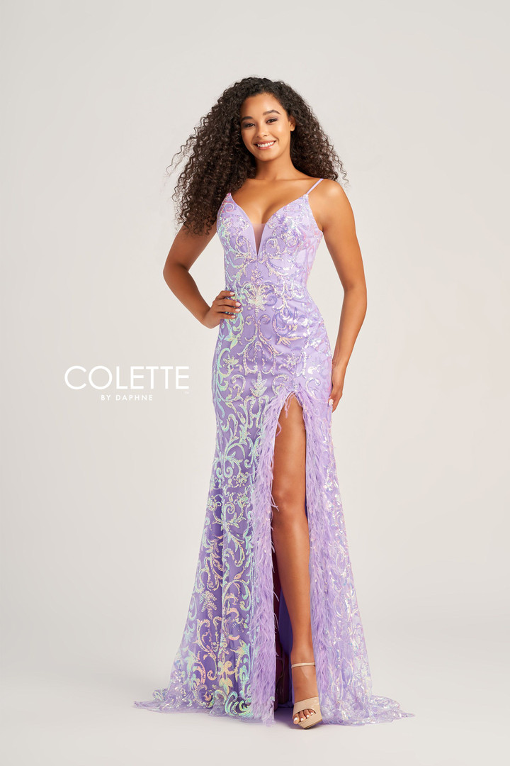 Colette by Daphne CL5155 Novelty Sequin Tulle Long Dress