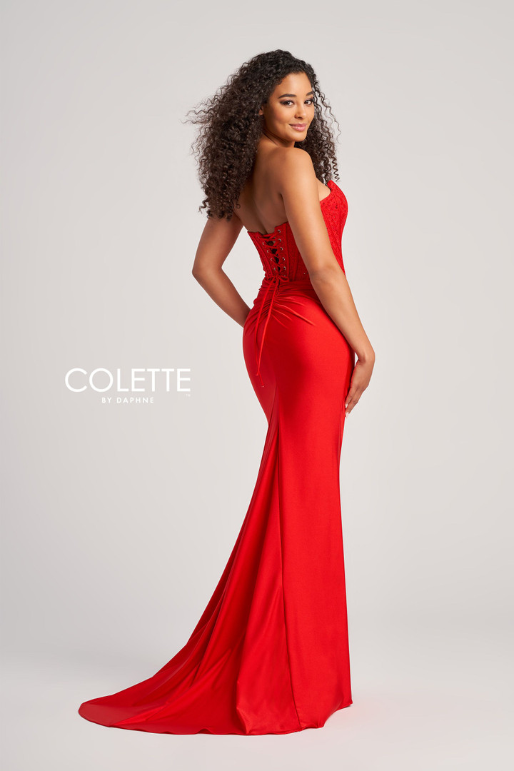 Colette by Daphne CL5158 Strapless Lace Scoop Neck Dress