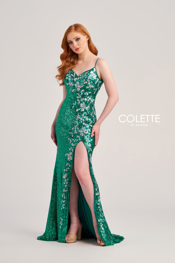 Colette by Daphne CL5196 Embroidered Sequin Motif Dress