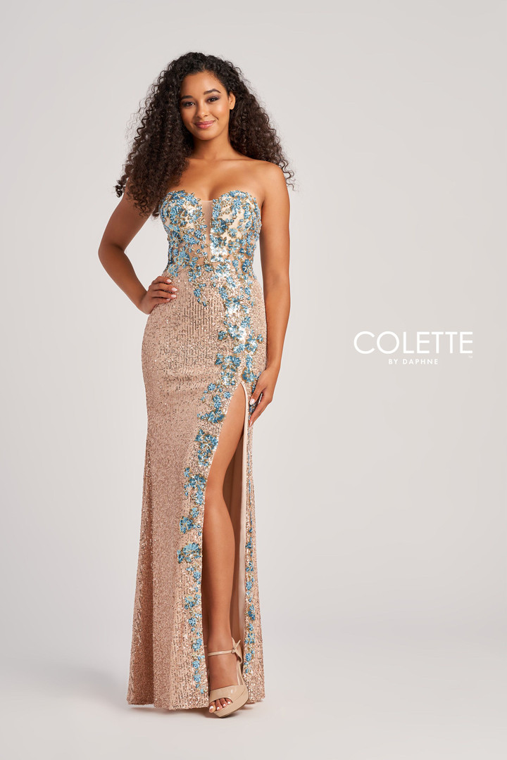 Colette by Daphne CL5211 Sequin Motif Strapless Dress