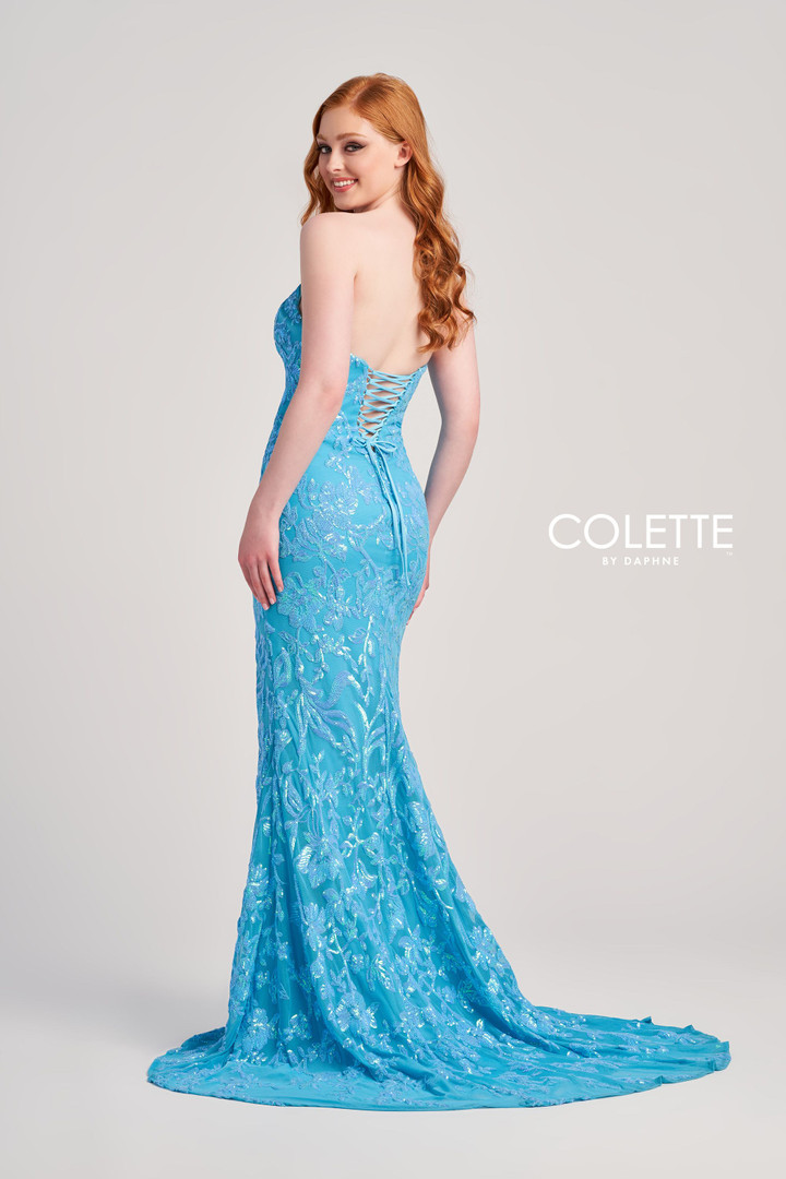 Colette by Daphne CL5238 Novelty Sequin Tulle Strapless Dress