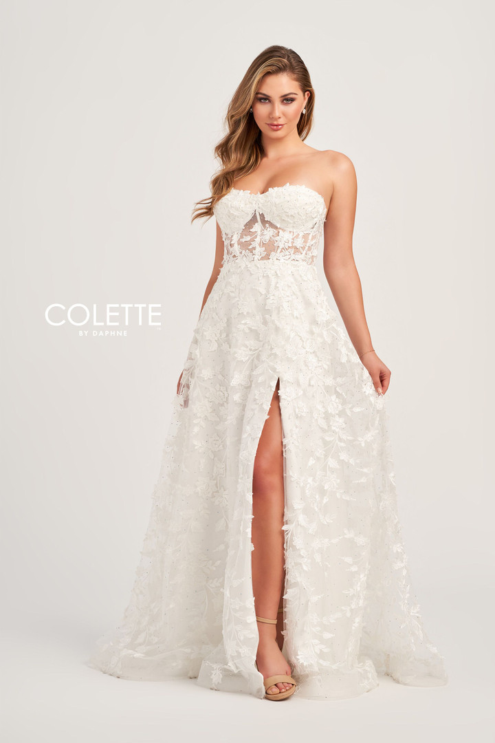 Colette by Daphne CL5249 Embroidered Tulle Long Dress