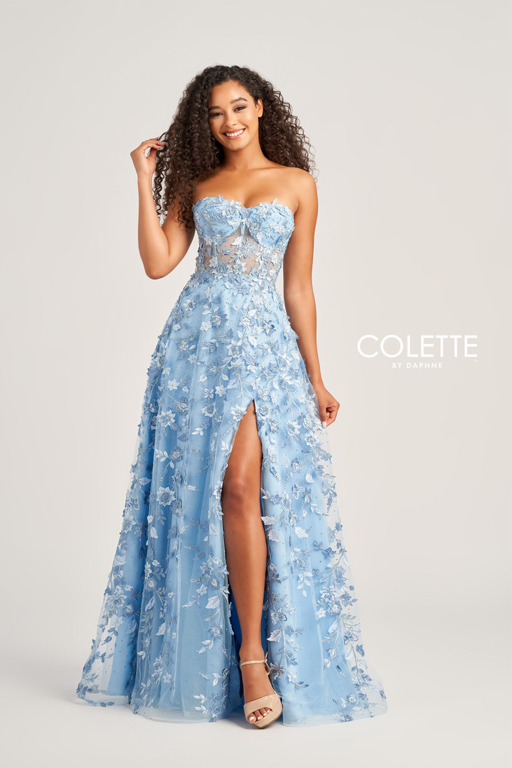 Colette by Daphne CL5249 Embroidered Tulle Long Dress