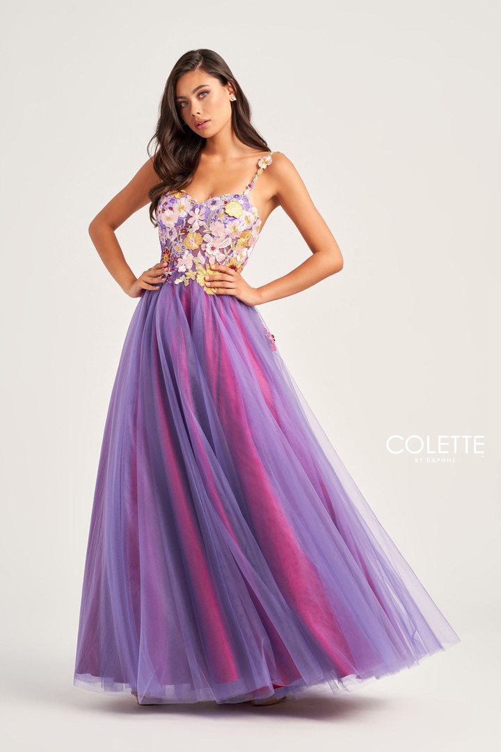 Colette by Daphne CL5270 Tulle Flower Applique Long Dress