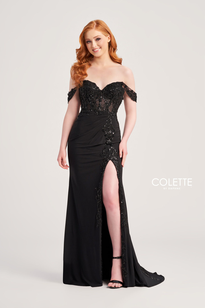 Colette by Daphne CL5276 Sequin Stone Accents Long Dress