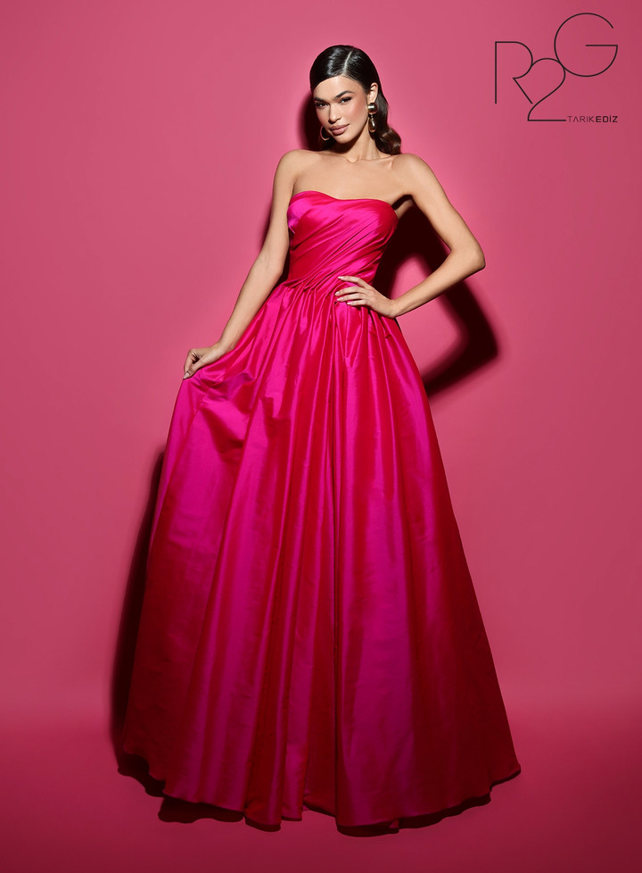 Tarik Ediz 53011 Tafetta Sweetheart Neck Strapless Dress