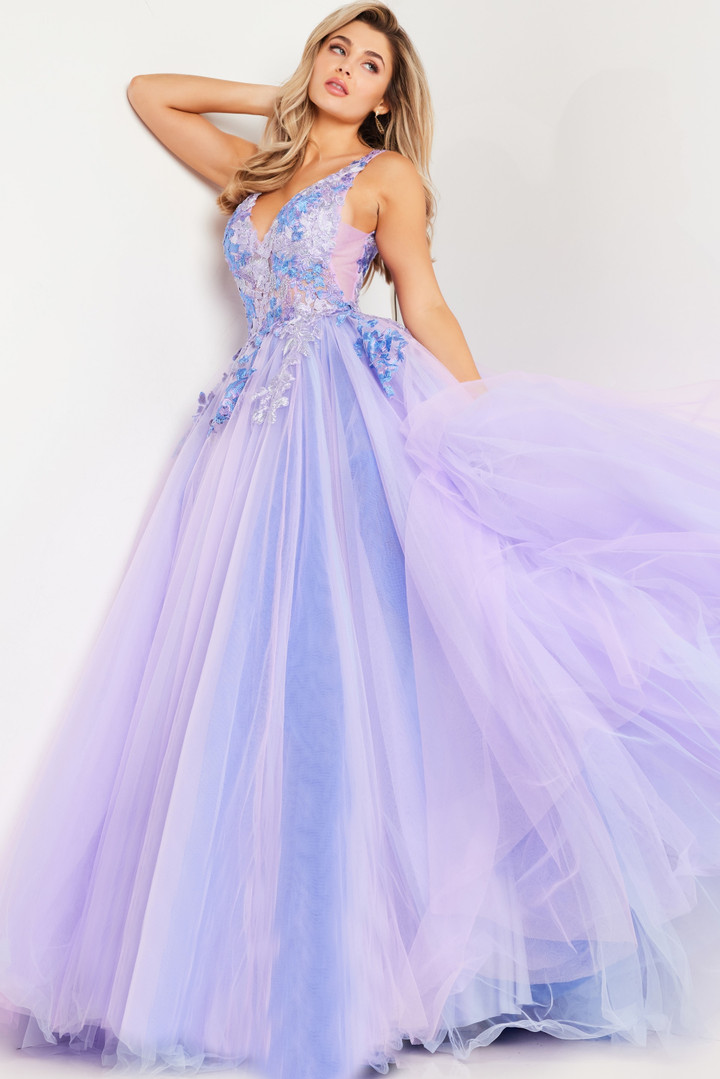 Jovani 24602 Tulle Floral Embroidered Bodice Long Ballgown