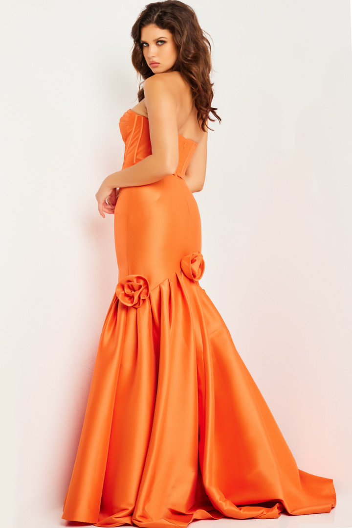 Jovani 24613 Satin Strapless Sweetheart Neck Trumpet Dress