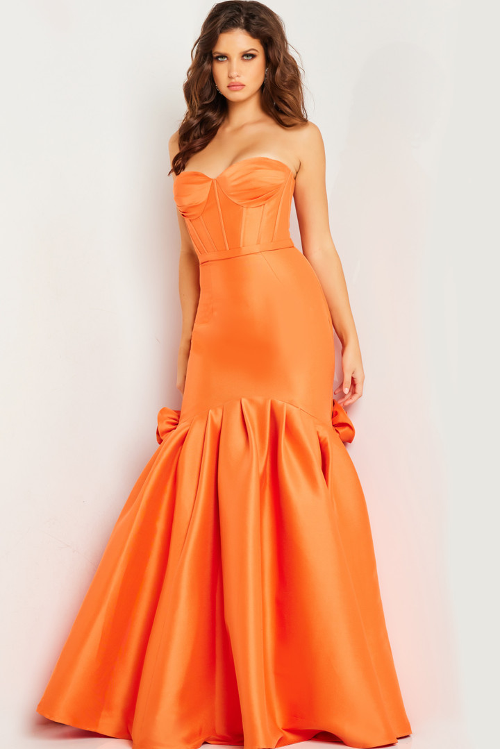 Jovani 24613 Satin Strapless Sweetheart Neck Trumpet Dress