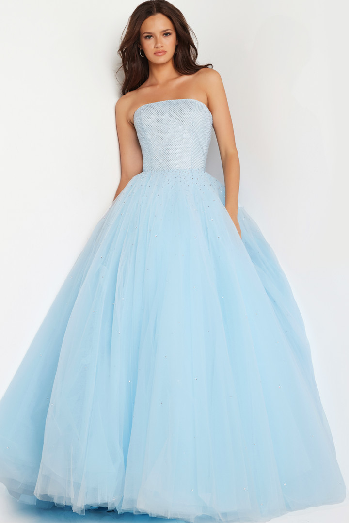 Jovani 25991 Strapless Straight Neck Embellished Ballgown