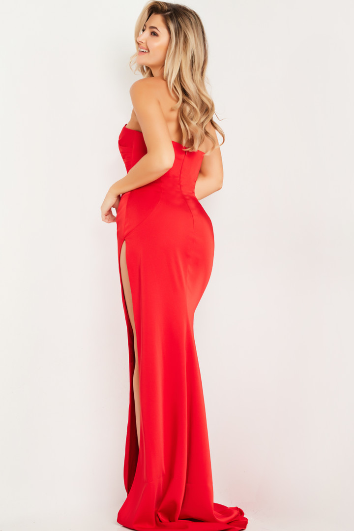Jovani 26166 Asymmetric Strapless Neck Floor Length Dress