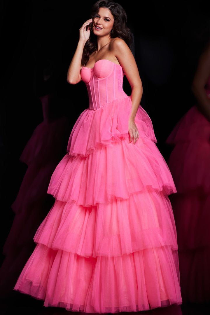 Jovani 37062 Tulle Corset Bodice Sleeveless A-line Ballgown