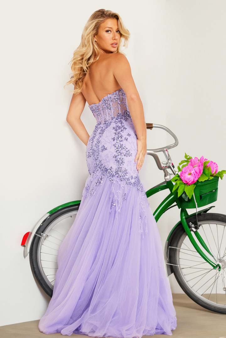Jovani 37249 Tulle Sequin Sweetheart Neck Strapless Dress