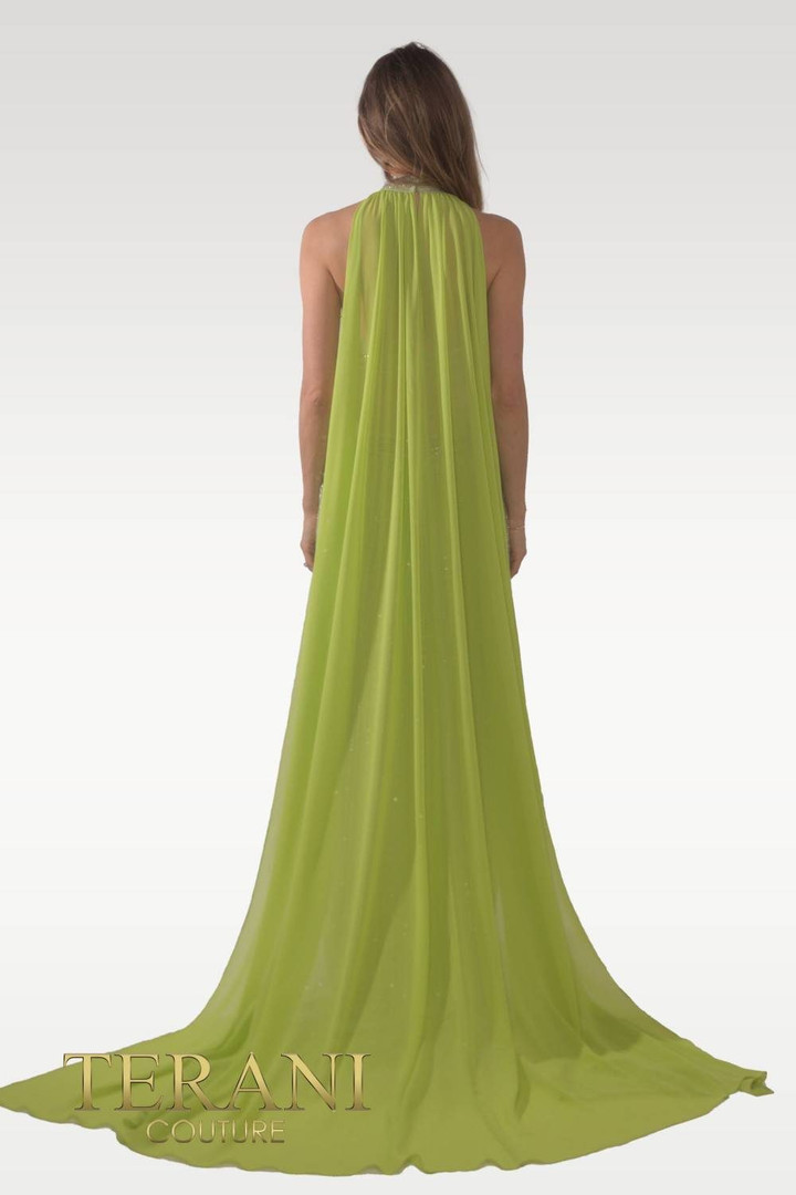 Terani Couture 241GL2622 Metallic Foil Sleeveless Long Dress