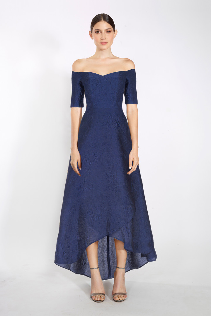 Janique 61022 Off-shoulder Three-quarter Sleeves Dress