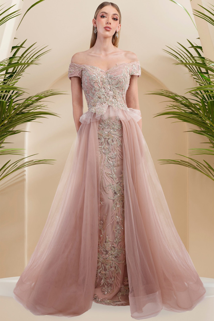 Janique 9639 Elegant Beaded Off-shoulder Mermaid Gown