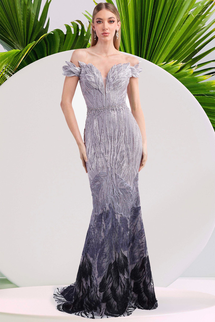 Janique 15150 Beaded Unique Off-shoulder Mermaid Gown