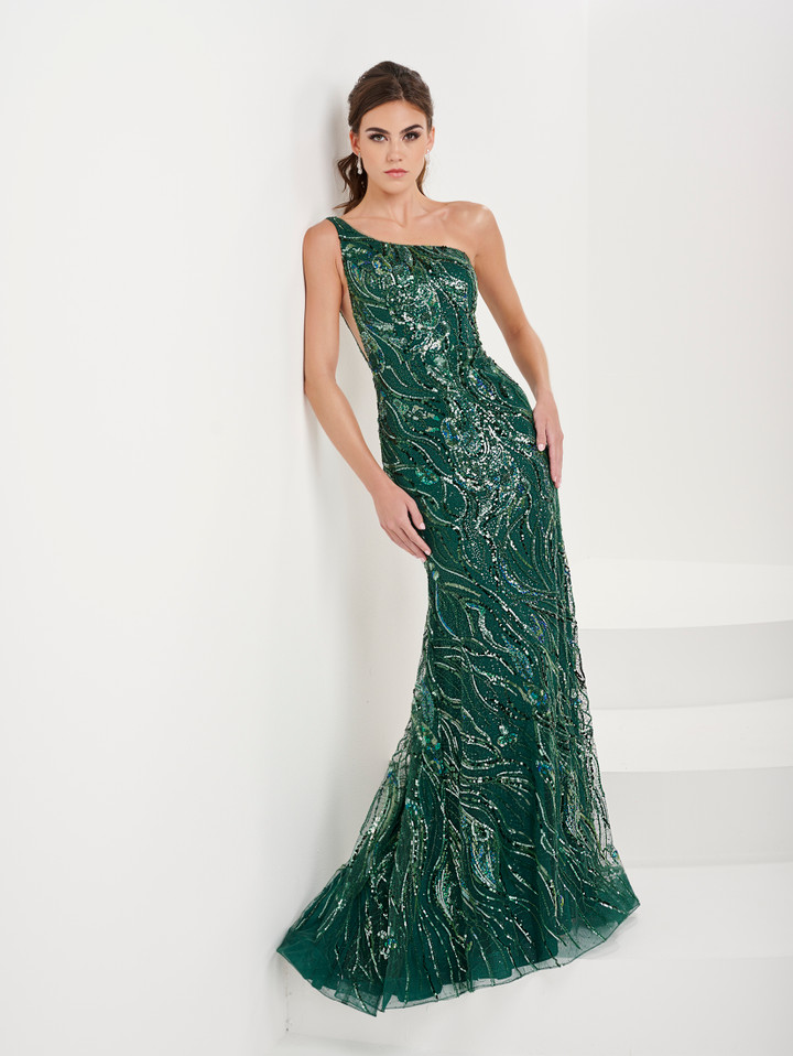 Panoply 14188 Embellished Swirl Tulle Sleeveless Gown