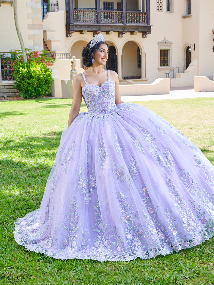Quinceanera 26074 Lace Tulle Spaghetti Strap Sleeve Gown