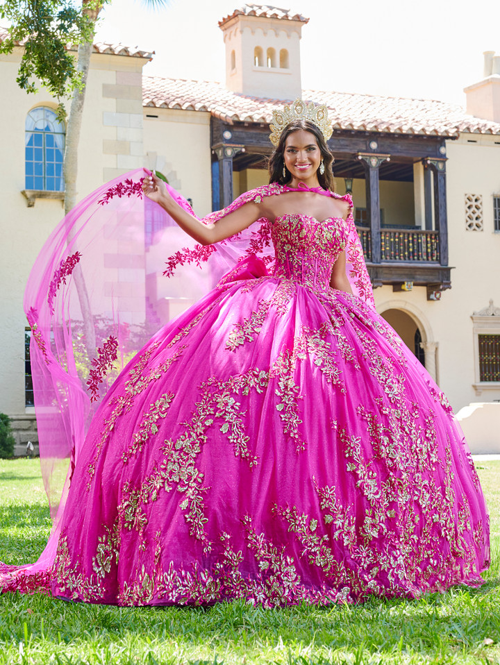 Quinceanera 26075 Lace Tulle Strapless Long Ball Gown