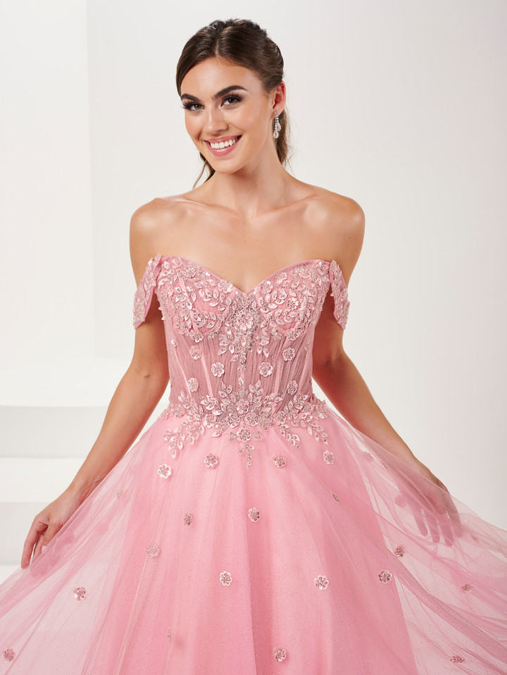 Tiffany Designs 16064 3D Floral Sparkle Tulle Long Dress