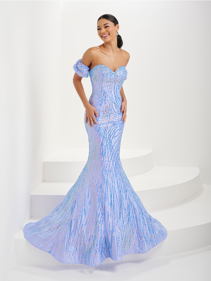 Tiffany Designs 16071 Swirling Lines Jersey Long Dress