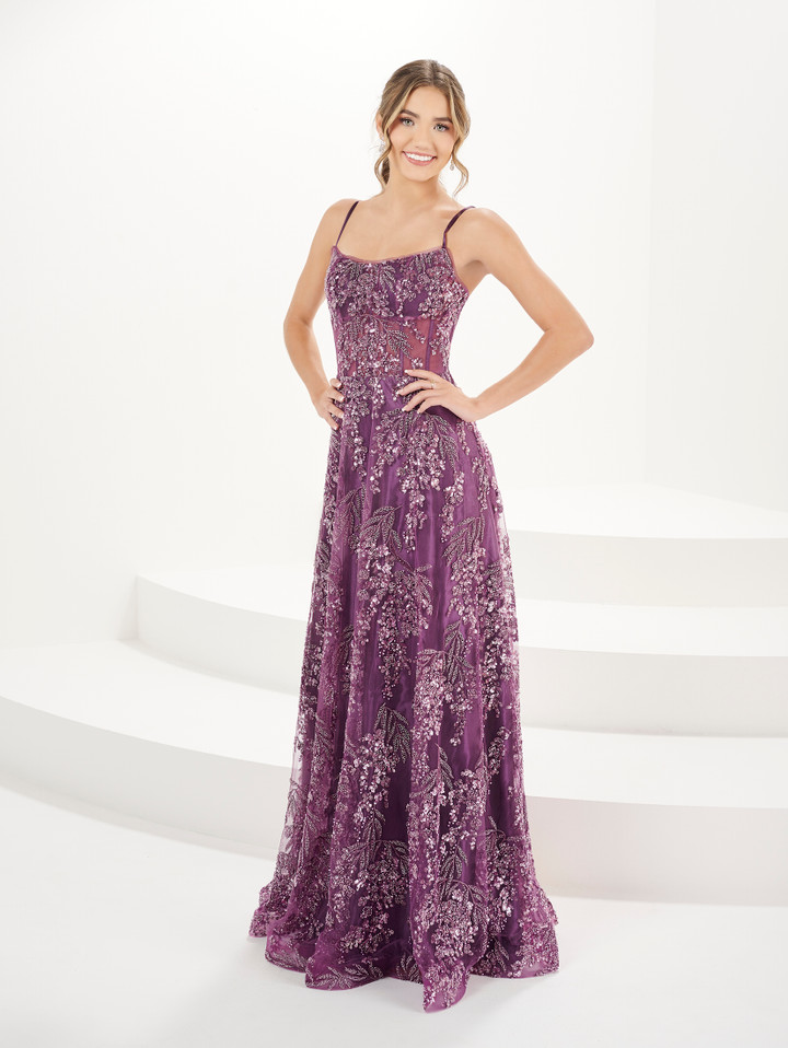 Tiffany Designs 16093 Embellished Garden Tulle Long Dress