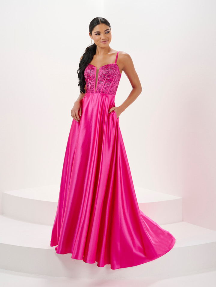Tiffany Designs 16101 Heat-Set Stone Jersey Long Dress